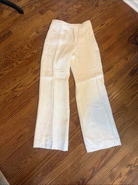 Women's white Tuxedo Wide-Leg Linen Pants